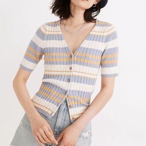 Madewell Glencrest Button-Front Sweater Tee in Stripe size XS